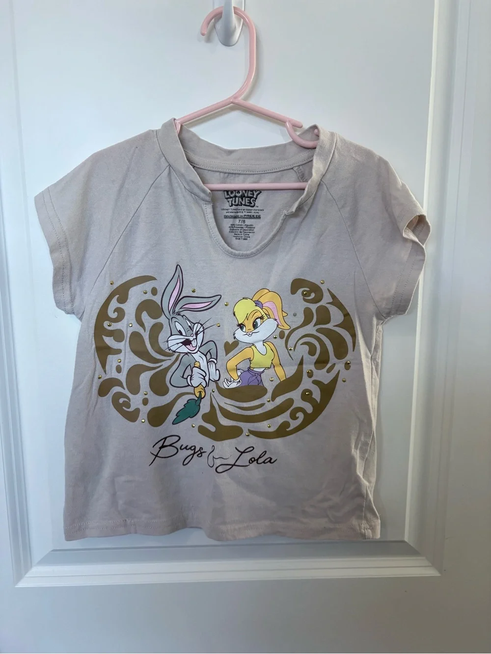 3/$10 - Looney Tunes Bugs & Lola Girls' Light Gray Graphic Tee